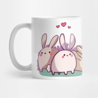 Cute bunnies and hearts Mug
